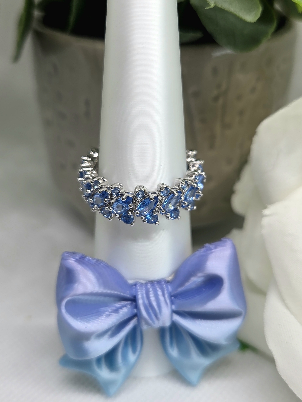Silver-Tone Blue Sapphire Crystal Band